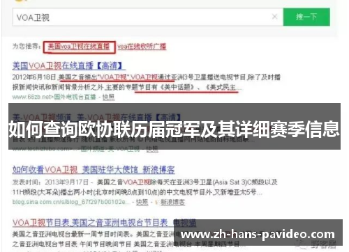 如何查询欧协联历届冠军及其详细赛季信息